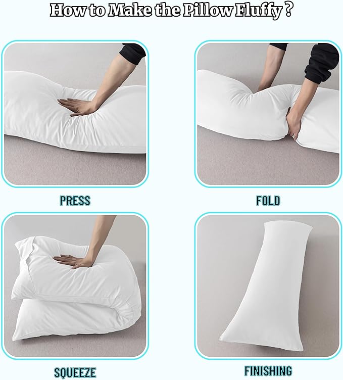 Ubauba Memory Foam Body Pillow with Cover, Full Large Body Pillows Insert for Adults with Envelope Closure Pillowcase, Firm & Fluffy Long Bed Pillows for Sleeping (20x54 inch, Pure White)