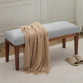 43.5'' Faux Leather Bedroom Bench, Upholstered End of Bed Bench, Padded Vintage Dining Bench, Entryway Bench with Solid Wood Legs, Kitchen, Living Room, Hallway, Grey