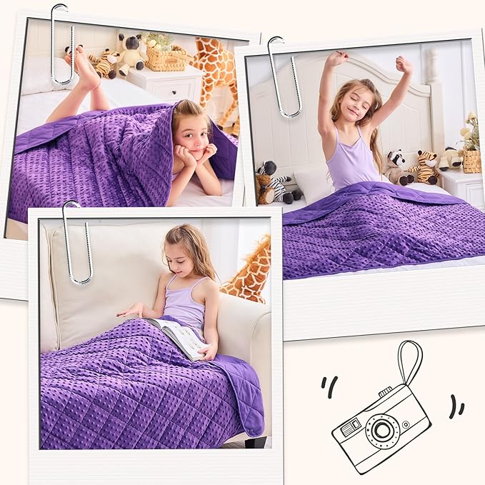 yescool Purple Weighted Blanket 10 Pounds Twin Size Cooling Weighted Throw Blanket, Minky Heavy Blankets Warm Weighted Comforter, Big Washable Thick Blankets Gift for 80-120lbs, 40 * 60in