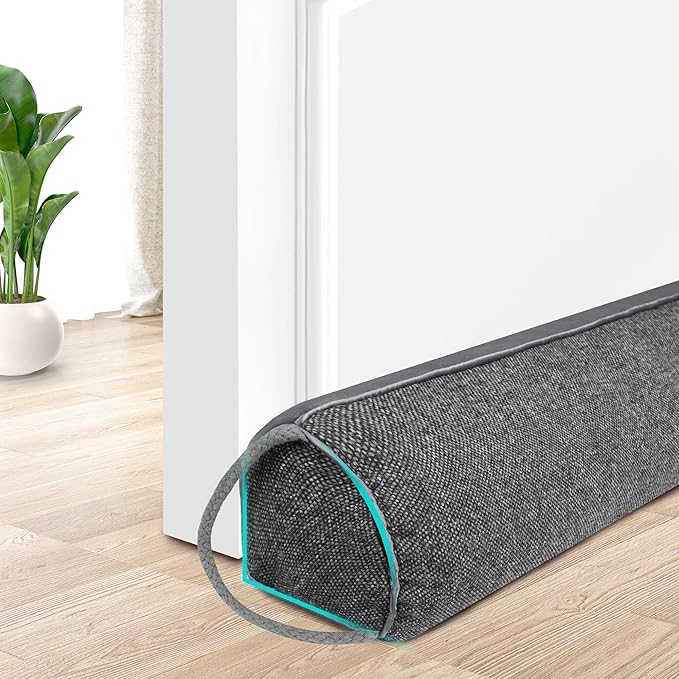 TORRAMI Under Door Draft Stoppers 32 Inch, Heavy Triangle Stop Draft Block Cold Air/Wind/Breeze Noise Blocker Door Sweeps Weather Stripping Bottom Seal Dark Gray