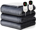 Homemate Electric Heated Blanket Queen Size - 84"x90" Heating Blanket Queen Size Dual Control 1/2/4/6/8 Hours Auto-Off 10 Heat Level Over-Heat Protection Flannel Sherpa ETL Certification