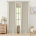 Vision Home Natural Linen Full Blackout Curtains 90 inch Long for Bedroom Living Room Darkening Soundproof Window Panels Energy Efficient Rod Pocket Back Tab Neutral Drapes 56" Wx90 Lx2