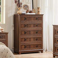 Farmhouse 5 Drawer Dresser for Bedroom, 42" Tall Small Dressers & Chest of Drawers, Rustic Wood Dresser with Metal Handle, Storage Organizer Closet for Living Room, Hallway, Entryway