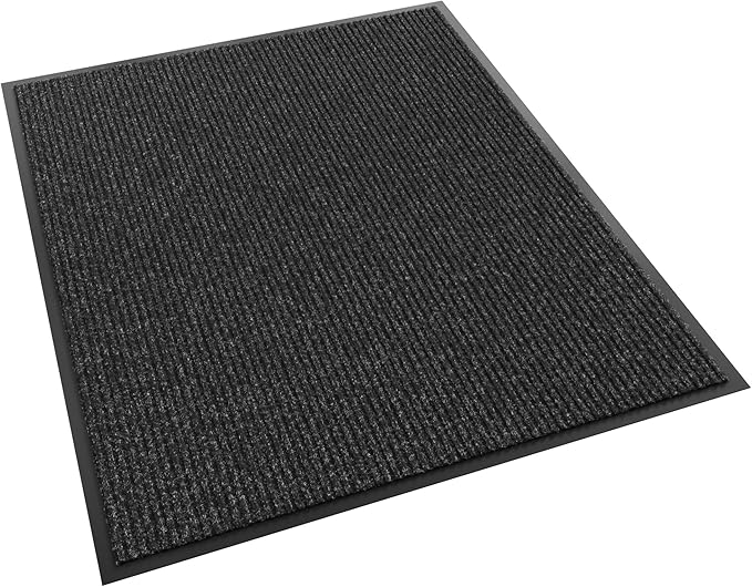 Front Door Mat, 60" x 48" Heavy Duty Indoor Outdoor Doormat, Non-Slip Welcome Mats for Entryway, Rubber Backing Low Profile Commercial Door Mats, Black Stripe