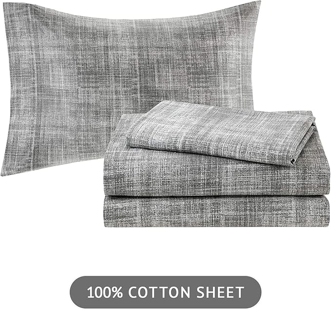 Madison Park Essentials Full Comforter Set, Bed in a Bag Full, Watercolor Print Coastal Comforter & Chambray Cotton Sheet Set, All Season Bedding Set, Saben, Aqua Full (78 in x 86 in) 9 Piece