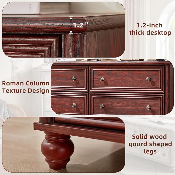 Farmhouse Dressers & Night Stand Set of 4, Wood 54" Wide Dresser & 45" Tall Chest of Drawers, 18" with Charging Station Nightstand Set of 2, Bedroom Furniture Dresser Set for Home Living Room Hallway