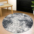 IOHOUZE Round Area Rug 3 Ft Circle Entryway Rugs Round Washable Door Mat Indoor Entrance, Non Slip Circle Front Door Rug, Printed Abstract Faux Wool Floor Carpet for Foyer Porch Sink, Black Grey