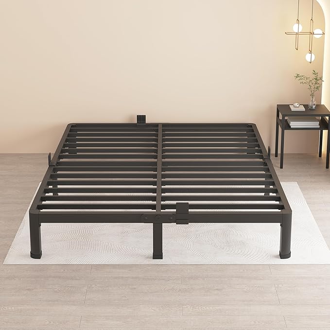 MAF 7 Inch Queen Metal Platform Bed Frame with Round Corner Legs, 3000 LBS Heavy Duty Steel Slats Support, Noise Free, No Box Spring Needed, Easy Assembly