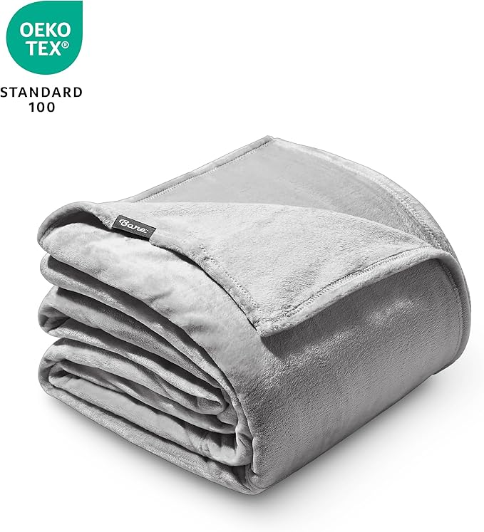 Bare Home Fleece Blanket - Giant Size - Ultra-Soft Lightweight for Bed, Sofa, and Couch - Luxury Microplush - Cozy Warm Blanket (Giant, Light Grey)