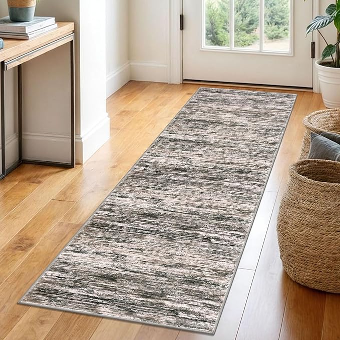 2x6 Modern Abstract Runner Rug for Hallways, Brown Green Black White Super Soft Hallway Decor Kitchen Rugs with Non-Slip, Non-Shedding Washable Rug for Entryway Bedroom Indoor