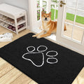 OLANLY Dog Door Mat for Muddy Paws 48x30, Paw Print Design, Absorbs Moisture and Dirt, Absorbent Non-Slip Washable Doormat, Quick Dry Chenille Mud Mat for Dogs, Entry Indoor Entryway Carpet, Black