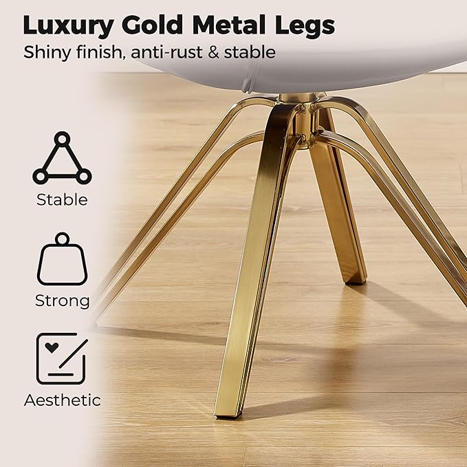 Zouron Mid Century Modern Swivel Accent Chair with Gold Metal Legs, Upholstered Swivel Chair No Wheels, Side Accent Arm Chair Vanity Chair for Small Space Home Office Living Room Bedroom, Grey
