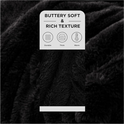 Bedsure GentleSoft Fluffy Black King Size Blanket for Bed, Thick Soft Sherpa Faux Fur Fleece Bedding Fuzzy Plush Winter Warm Heavy Oversize Large King Blanket, Cozy Black Gifts for Men Women, 108x90