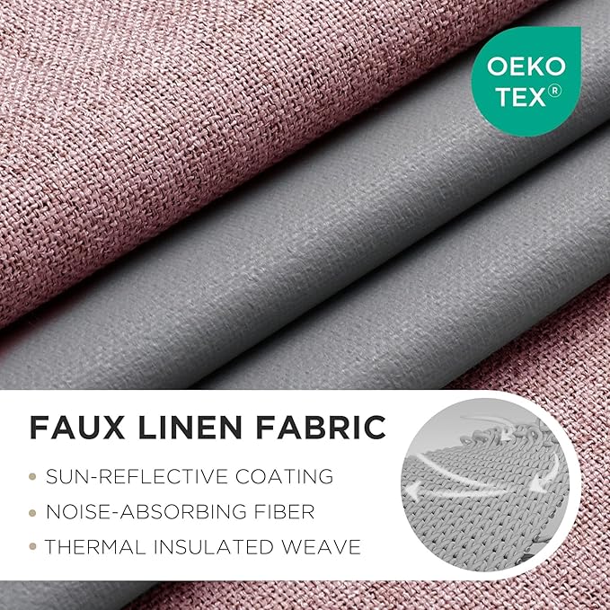 Joydeco Blackout Curtains 108 Inches Long 2 Panels Burg, Room Darkening Curtains for Bedroom, 100% Black Out Textured Thermal Drapes Privacy Protection 2 Panels Set(W52 x L108 Inch, Pink)