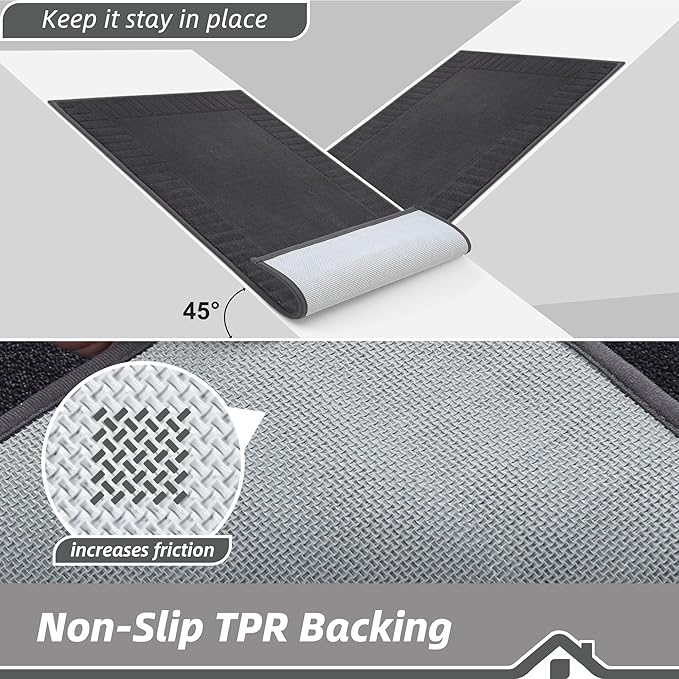 BEQHAUSE Door-Mat Non-Slip Front Doormat Low-Profile Entrance Mats for Front Door Entry Resist Dirt Washable Doormat Absorbent Entryway Door Mat,Dark Grey, 36"x60"