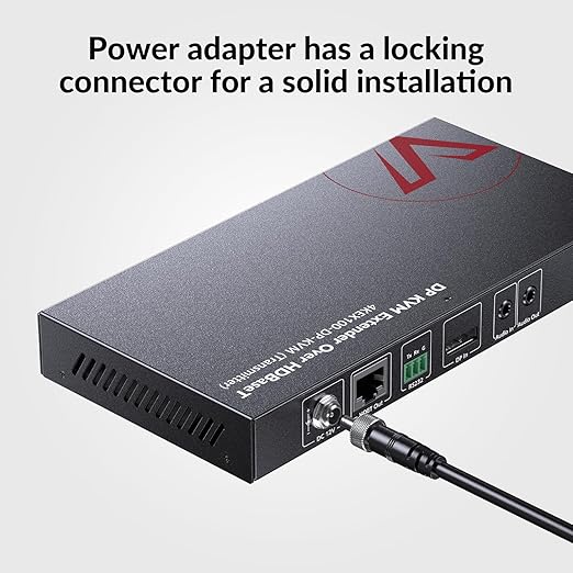 AV Access HDBaseT DisplayPort KVM Extender, Zero Latency, 4k@30Hz/1080P@120Hz, DP 1.2 PoE Extender, 2 USB 2.0 Ports for Keyboard and Mouse, EDID, Over Single Cat5e/6/6a/7 Up to 330ft (4KEX100-DP-KVM)