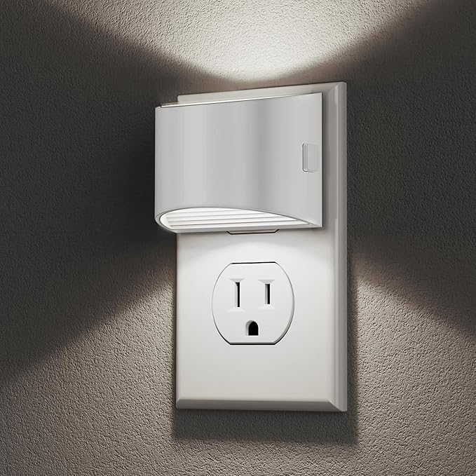 DORESshop LED Night Light[2 Pack], Night Lights Plug into Wall, 3 Level Brightness Adjustable Plug in Night Light, Dusk to Dawn Sensor Nightlights for Adults,Bedroom,Bathroom,Hallway,5000K White Cover