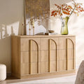 ACCOHOHO Arched Dresser for Bedroom with 9 Drawers, 52" Wide Modern Chest of Drawers with Rounded Edge & Metal Handles, Wood Storage Closet Dressers TV Stand for Living Room, Hallway, Natural Oak