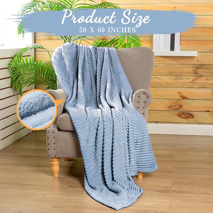 Buryeah 12 Pcs Flannel Throw Blanket Bulk 50 x 60 in Sleepover Blanket Outdoor Wedding Throw Lightweight, Oeko-tex Standard 100 Certified for Sofa Homeless Gifts (Dusty Blue)