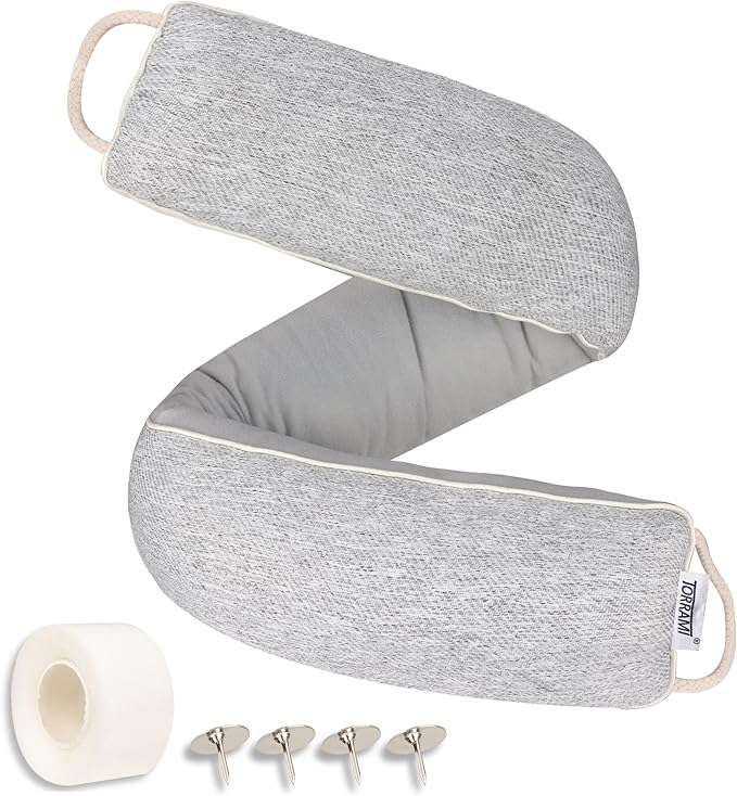 TORRAMI 32" Door Draft Stopper Under Bottom Insulation Noise Air Stopper 2.16LB,Draft Stopper Guard Seal for Doors and Windows - Light Gray