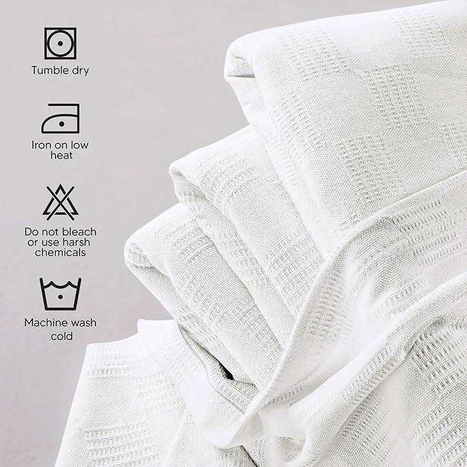 Utopia Bedding White 100% Cotton Blanket [King Size - 90x108 Inch] 350GSM Lightweight, Soft and Breathable Thermal Blanket for All Seasons