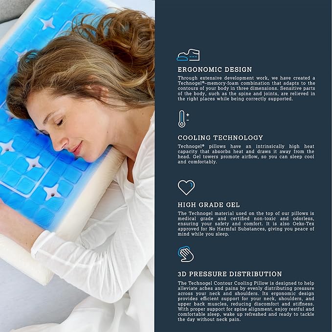 Medium Essential Gel Pillow – 4.5" Memory Foam w/ Cooling Gel Zone for Heat Reduction, Compact Profile for All Sleep Positions & Travel, Washable Cover, Pressure Relief & Neck Alignment – Italian-Made