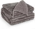 Sherpa Fleece Weighted Blanket with 3D Ribbed Stripes, 15 lbs Soft Flannel Heavy Throw Blanket for Couch Full Size Bed, Heavy Thick Blankets with Ceramic Beads, Great for Deep Sleep, 60" x 80"