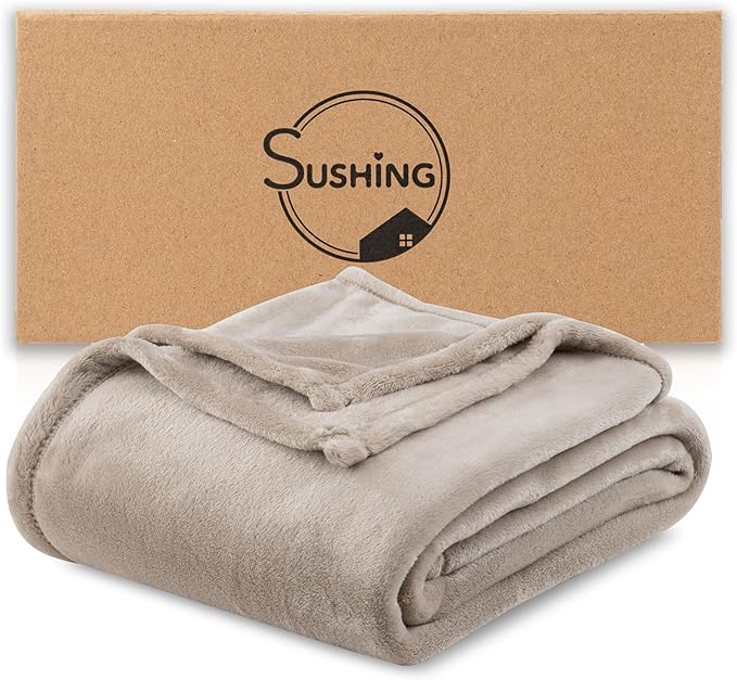 Luxury Fleece Warm Blanket, Soft Lightweight Velvety Plush Blanket for Sofa and Bed, Cozy Comfy for All Seasons(Grain, 90×90 Inches)