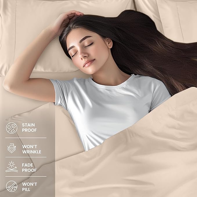 Utopia Bedding California King Sheet Set – 4 Piece Bed Sheets for Cal King Size Bed, Soft and Breathable Microfiber, Includes 1 Fitted Sheet, 1 Flat Sheet and 2 Pillowcases (Beige)