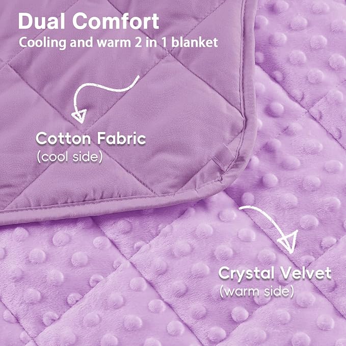 yescool Weighted Blanket 5 Pounds, Blanket Gifts for Boys and Girls, Small Weighted Throw Blankets Washable Heavy Blankets, Winter Weighted Comforter for 40-70lbs, 36 * 48in, Light Purple