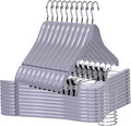 Quality Wooden Skirt Hangers with Clips 80-Pack Grey Pants Hangers with Adjustable Chrome Metal Clips, Swivel Hook, Coat, Jacket, Blouse Suit Hangers (Gray, 80)