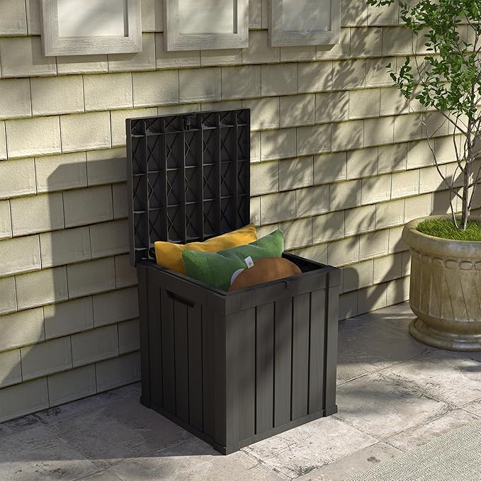 80 Gallon Outdoor Storage Box Waterproof, Resin Deck Boxes with Lockable Lid & UV-Resistant for Patio, Pool, Garden Furniture Cushions & Accessories, Black