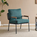 VINGLI Mid-Century Modern Accent Armchiar for Small Space, Small Comfy Upholstered Leisure Reading Chair with Wood Armrest for Bedroom, Living Room, Waiting Room, Linen Dark Green