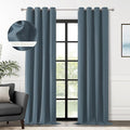 ChrisDowa 100% Blackout Blue Solid Curtains 102 Inches Long 2 Panels for Bedroom Living Room,Farmhouse Room Darkening Thermal Insulated Soundproof Grommet Top Window Treatment Drapes,52x102