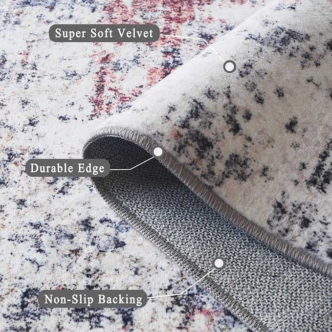 4x6 Rug, Small Area Rug for Living Room, Bedroom, Kitchen, Machine Washable Non-Slip Throw Rug, Modern Abstract Carpet for Entryway Nursery Coffee Table - Durable (Brown Black White)
