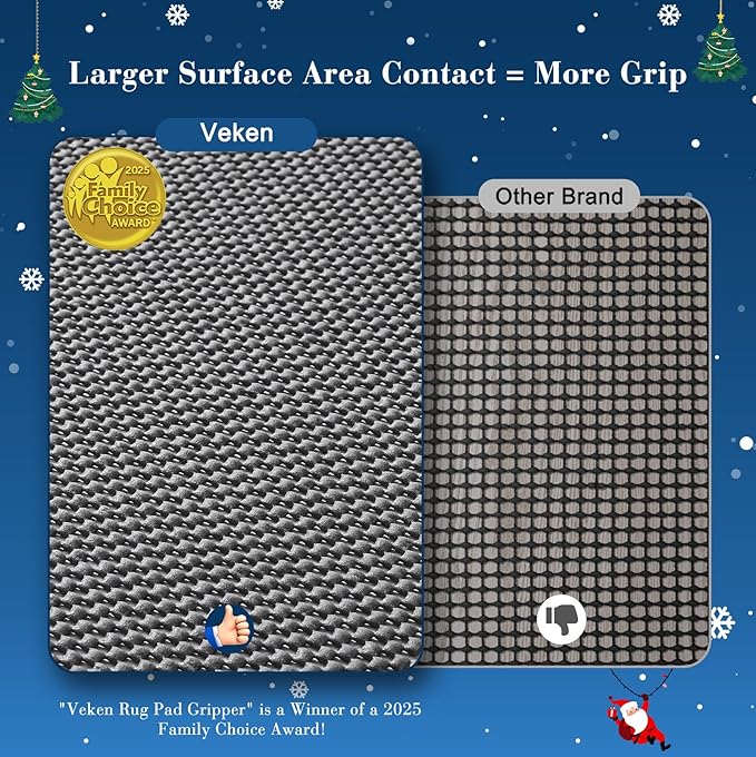 Veken 6x9 Ft Rug Pad Gripper for Hardwood Floors, Non Slip Rug Pads for Area Rugs, Thick Dark Grey Rug Grippers for Tile Floors, Under Carpet Anti Skid Mat, Keep Your Rugs Safe and in Place