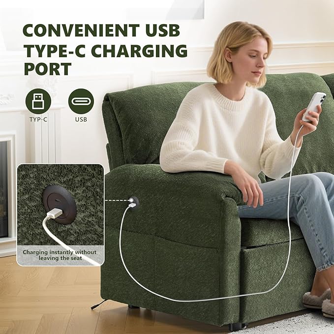 VINGLI Convertible Sofa Bed Couches for Living Room, Sleeper Sofa with Pull Out Couch Bed, Cloud-Like Plush Fleece L-Shape Sectional Couch with Storage Chaise, USB Charging, Side Pockets (Green)