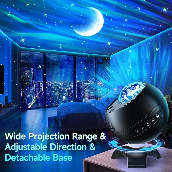 Northern Galaxy Light Projector, 300+Modes & 5 Films Star Projector, 15 White Noise & Bluetooth Moon Galaxy Projector, Valentines Day Gifts, Gifts Star Lights for Ceiling, Bedroom Decor