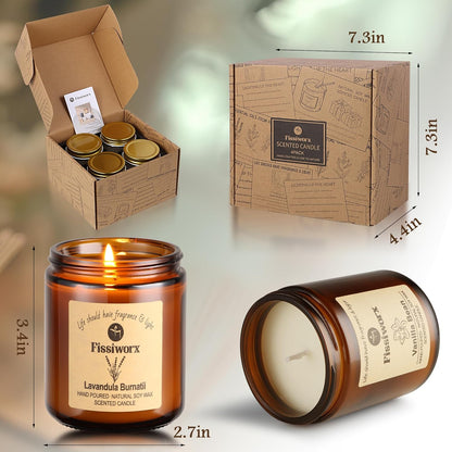 Scented Candle Set 4 Pack, Candle for Home Scented, Odor Eliminating, Stress Relief, 30oz, 220 Hours Long Lasting Soy Wax Gift Set for Women
