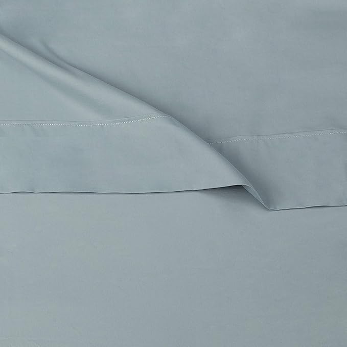 Amazon Basics Lightweight Super Soft Easy Care Microfiber 4 Piece Bed Sheet Set with 14-Inch Deep Pockets, King, Spa Blue, Solid