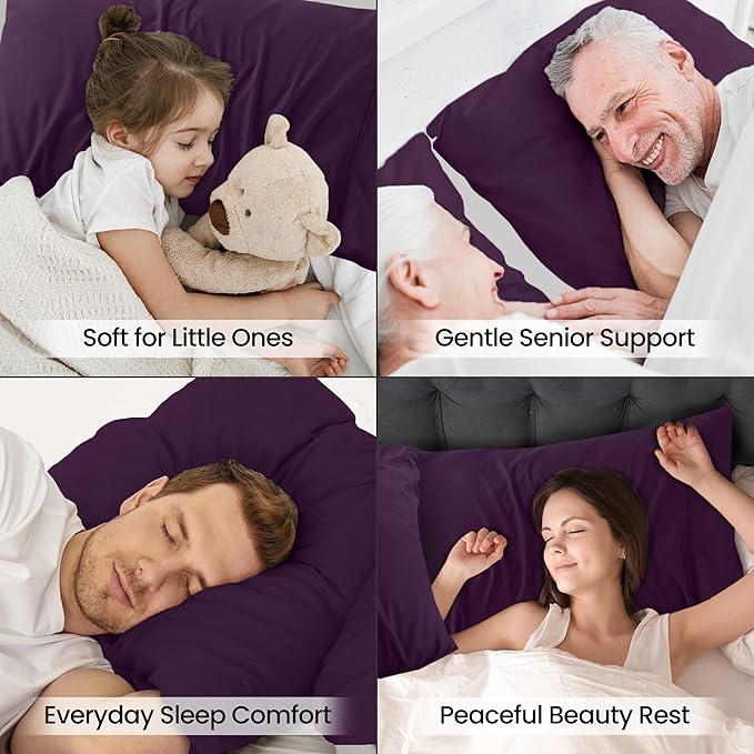 Pillow Covers by Utopia Bedding - Queen Size 2-Pack – Soft Brushed Microfiber – Perfect for Hospitals, Hotels, Guest Rooms – Oeko-TEX Certified, 20x30 Inches (Dark Purple)