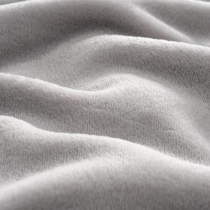 Luxury Fleece Warm Blanket, Soft Lightweight Velvety Plush Blanket for Sofa and Bed, Cozy Comfy for All Seasons(Chateau Grey, 90×90 Inches)