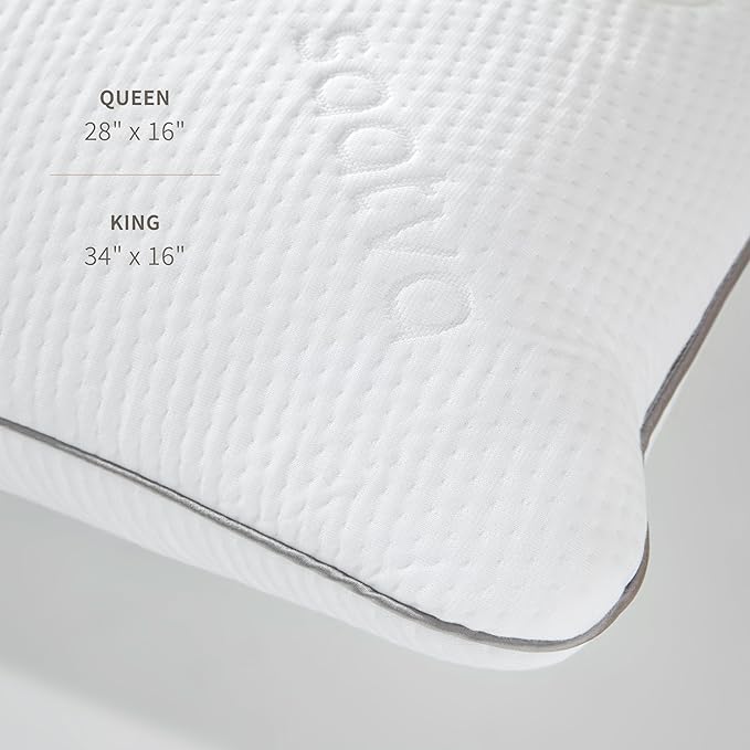 Saatva Cloud Memory Foam Pillow - Gel-Infused Shredded Memory Foam Fill - Lofty & Contouring Pillow - for Any Sleep Position - 1 Pack, King (34"x16")