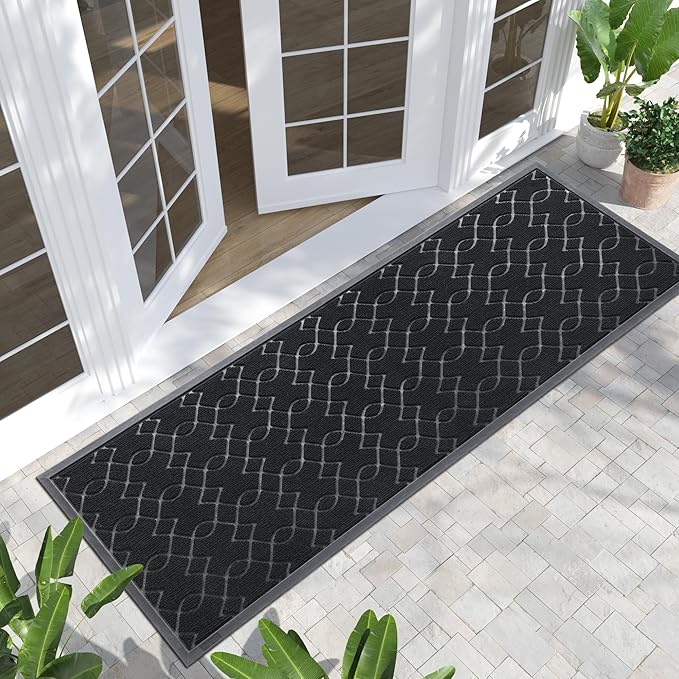 Yimobra Outdoor Runner Rug 72x24, All-Season Waterproof Doormat Outdoor Entrance, Heavy Duty Non-Slip Outside Commercial Grade Door Mat, Easy Clean, Black