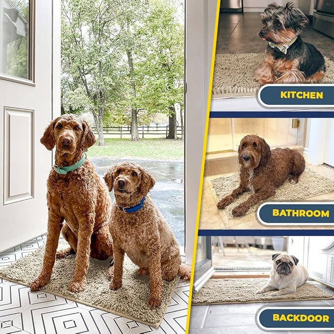 Muddy Mat® | Super Absorbent Door Mat Indoor, Microfiber Quick Dry Chenille Entryway Rug, Non-Slip Front Door Mat, Indoor Mats for Entryway, Machine Washable Pet Rug, Beige XXXL 72"X48"