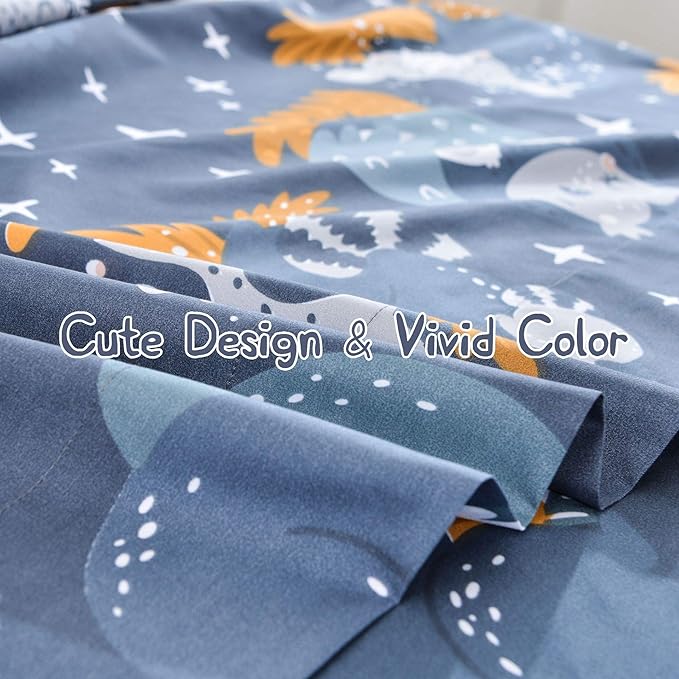 JSD Navy Blue Owl Kids Sheet Set Full Size, 4 Piece Forest Animals Printed Microfiber Bed Sheets Deep Pocket