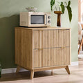 T4TREAM Modern Fluted Sideboard Buffet Cabinet with Drawers Storage, 30" Modular Accent Cabinet for Credenza, Entryway & Hallway, Natural Oak