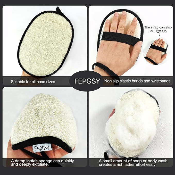 Natural Loofah Sponge (2 Pack),Large 7"x5.1"Shower Loofah Sponge Exfoliating Body Scrubber for Women and Men,Natural Materials are Easily Biodegradable and Bath Exfoliation Doesn't Hurt The Skin
