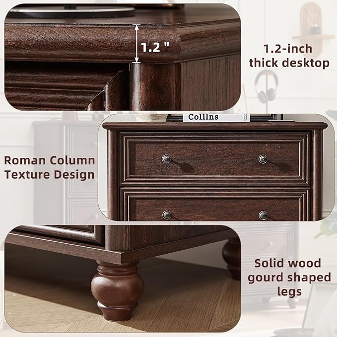 Farmhouse 5 Drawers Dresser for Bedroom, Wood 45" Tall Chest of Drawers, Dresser Rustic Storage Dressers Organizer with Metal Handle Closet for Living Room, Hallway Entryway(Walnut)