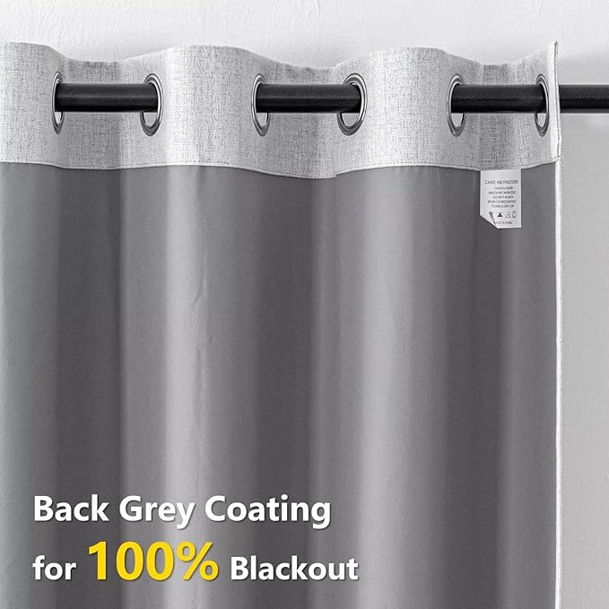 100% Blackout Curtains for Bedroom Room, Custom Curtains Blackout Thermal Insulated 1 Panel, Grommet Light Blocking Drapes for Bedroom Windows Luxury Decor(Custom Size,Off-White